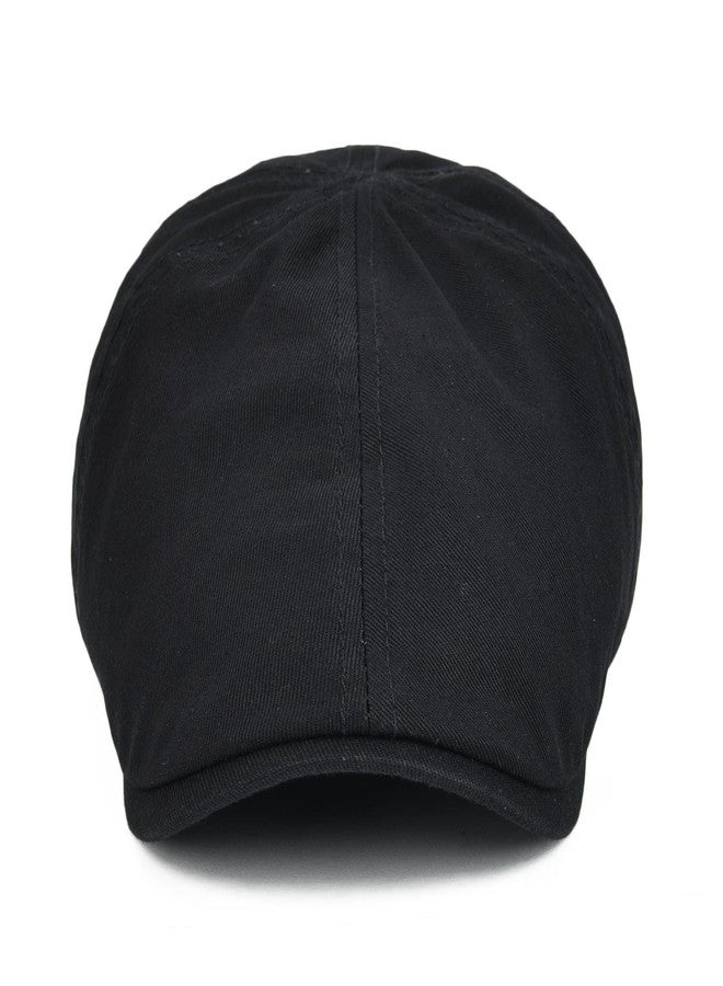 VOBOOM Cotton Flat Cabbie Hat Gatsby Ivy Irish Hunting Newsboy Cap (Black) - Image 3